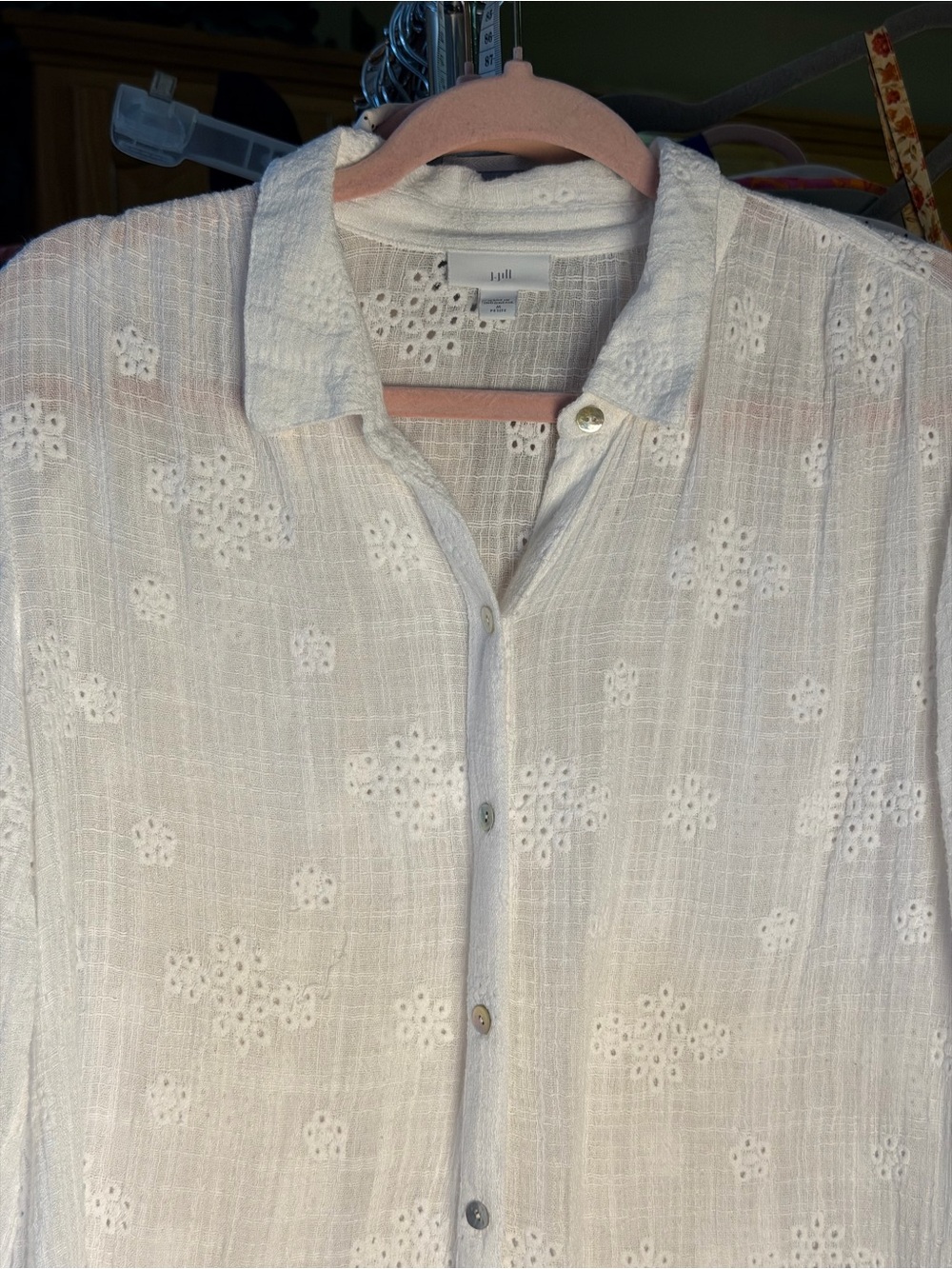 J. Jill Long Semi Sheer Eyelet Button Down Tunic/ CoverUp - Picture 11 of 11